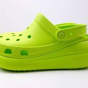 CROCS Neon Green Platform Clogs